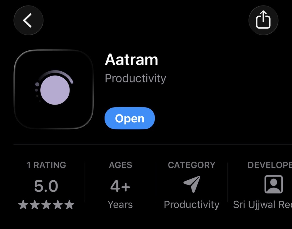 Aatram on the App Store with 5-star rating